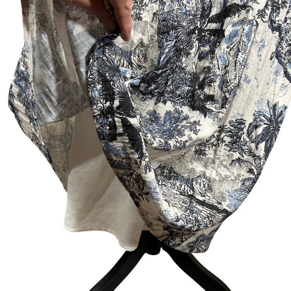 H&M NWT Cream Blue Black Animal Print Smocked Back Midi Dress Size XXL - Picture 10 of 13